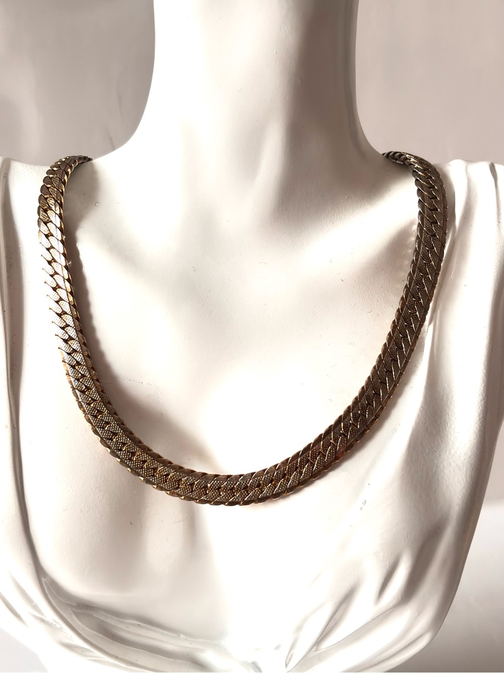Vintage Herringbone Chain Necklace Silver Tone Minimalist Elegant Necklace